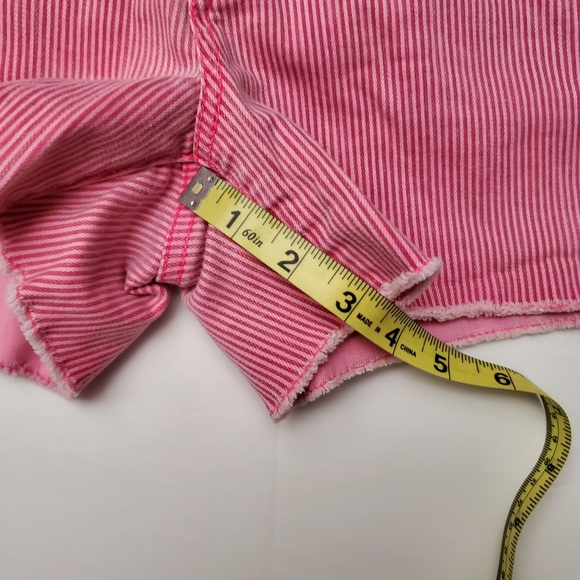AEROPOSTALE Pinstripe Neon Denim Shorty Shorts - Picture 4 of 6